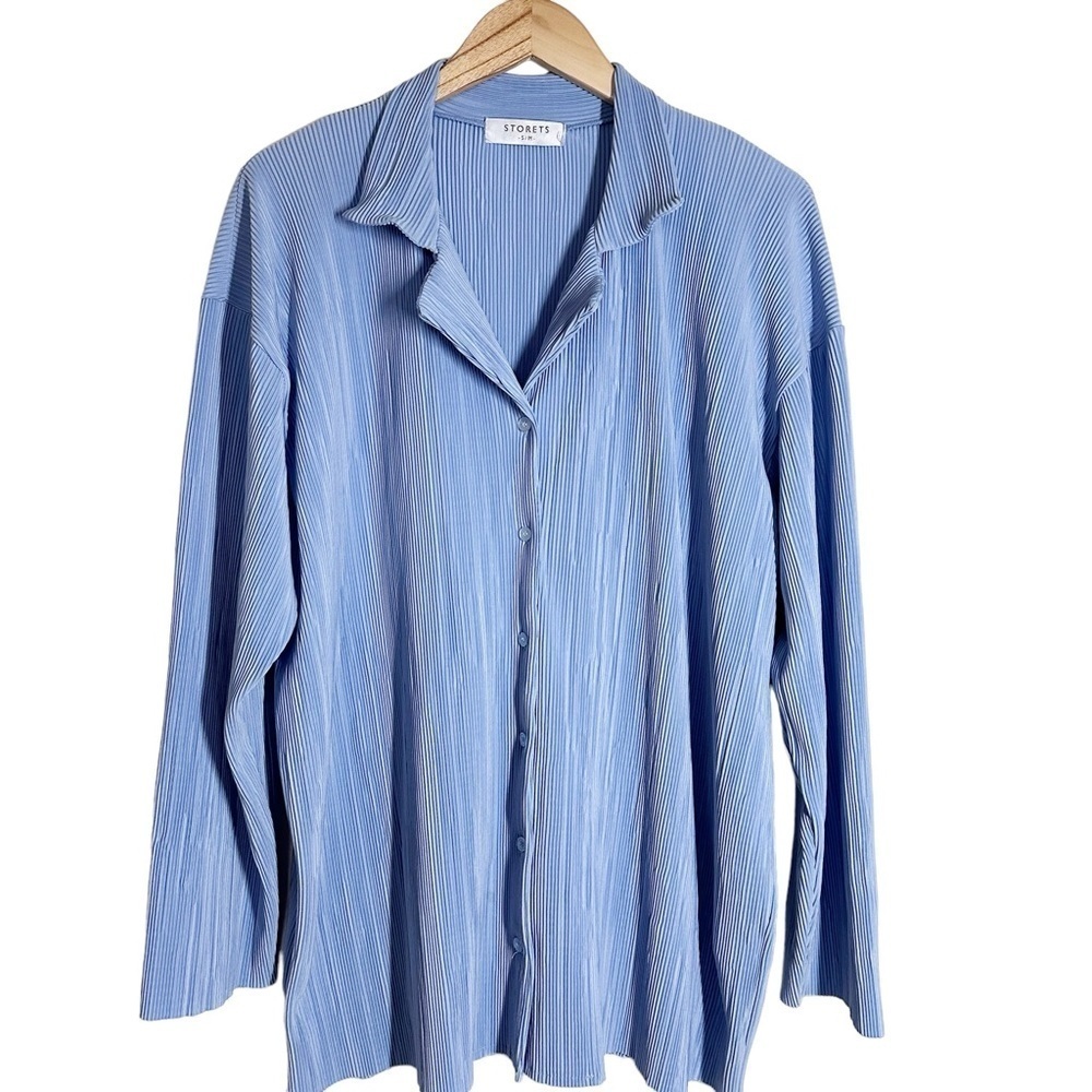 Storets Maria Oversized Plisse Shirt Sky Blue Size S / M